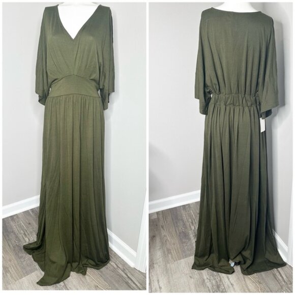 Elegant MIA JOY Olive Green Maxi Dress- NWT-LARGE - Picture 5 of 9